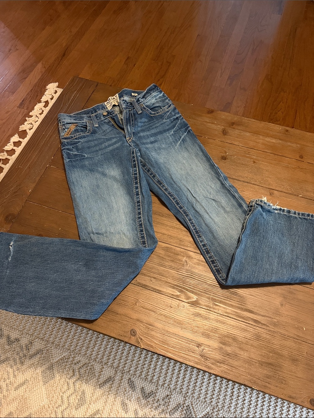 Ariat Men's Blue Distressed Straight-Leg Jeans